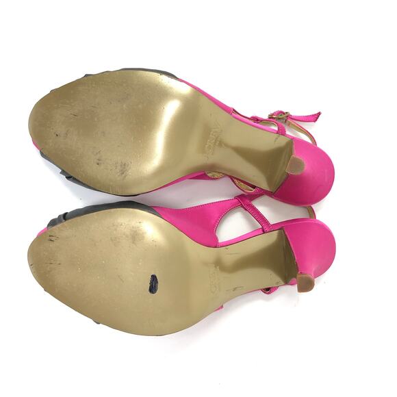 J Crew Martine Slingback Womens Size 7 Pink Gray Satin Twist Knot Peep Toe Heel - Picture 10 of 12